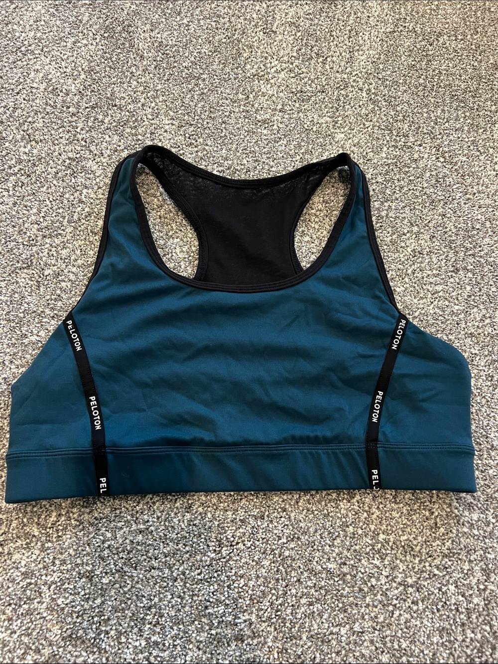 Peloton Deep Teal Racerback Sports Bra with Branded Straps